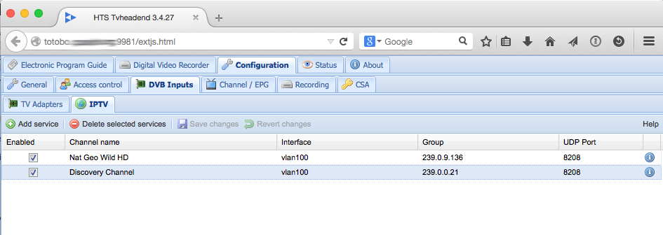 Configuración de IPTV en Tvheadend