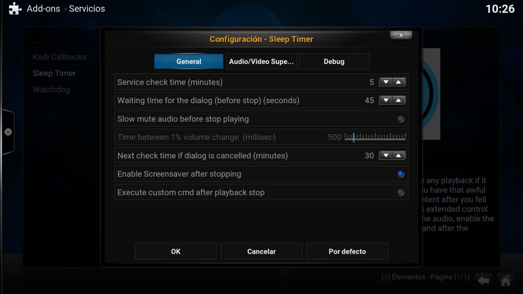 Plugin Sleep Timer - General