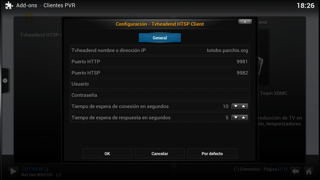 Cliente PVR de XBMC