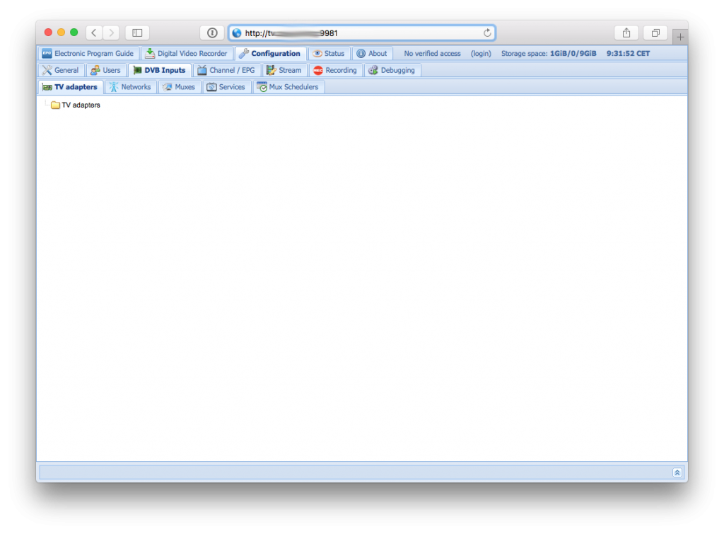 Plataforma Tvheadend