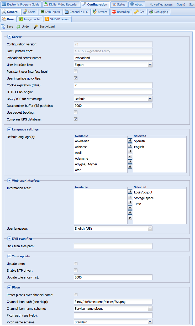 Configuración general