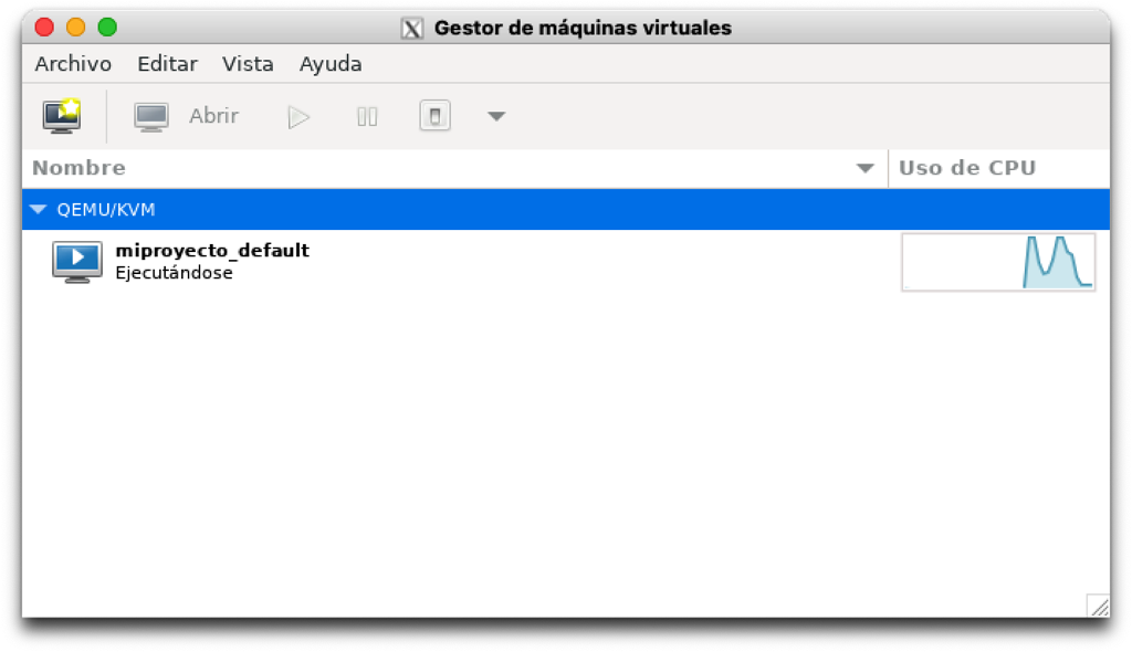 Desde el gestor vemos la VM