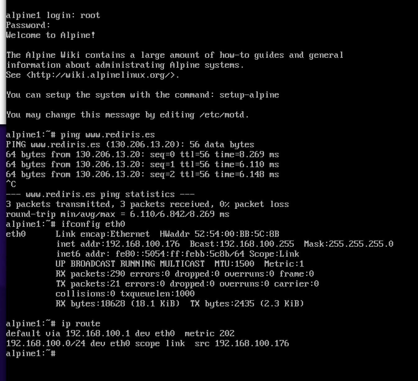 La primera VM funciona correctamente