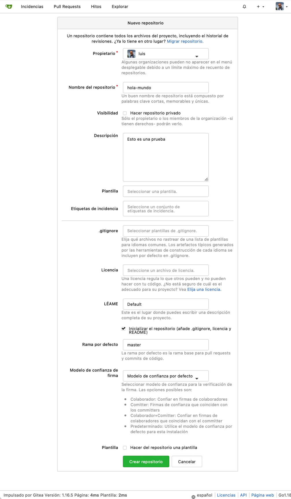 Creo el repositorio hola-mundo