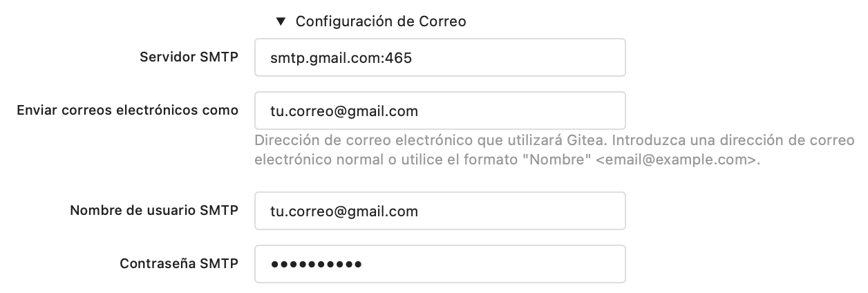 Configuración del correo
