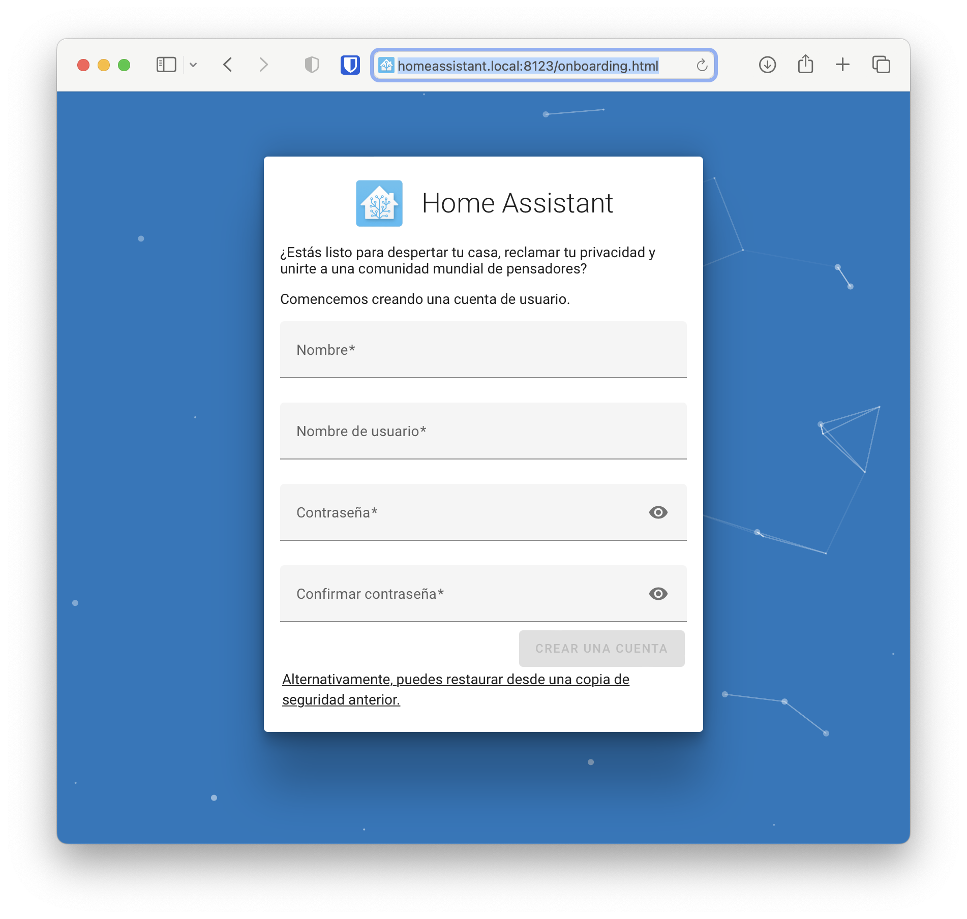 Inicio del `Onboarding`