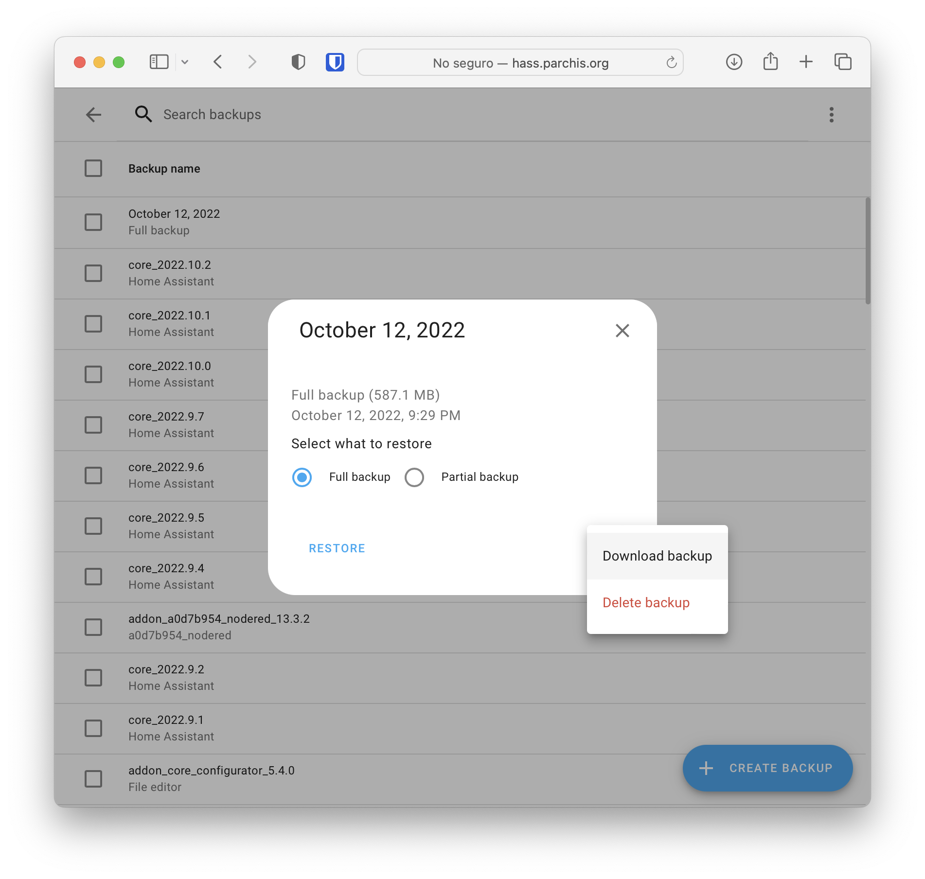 Descargo el backup a mi ordenador