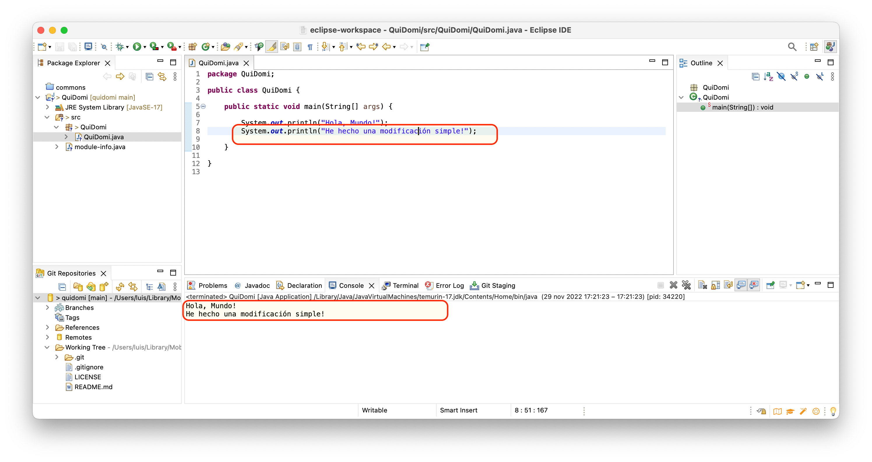 Modificación y compiación de prueba