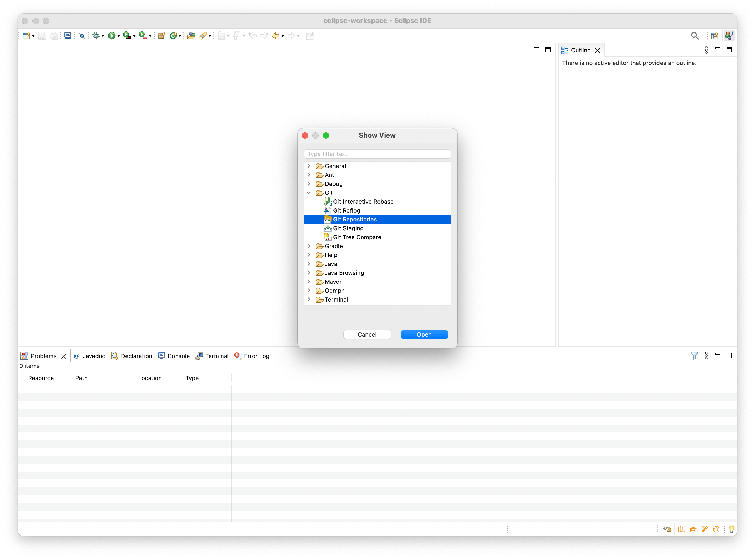 Muestro la ventana de trabajo con repositorios