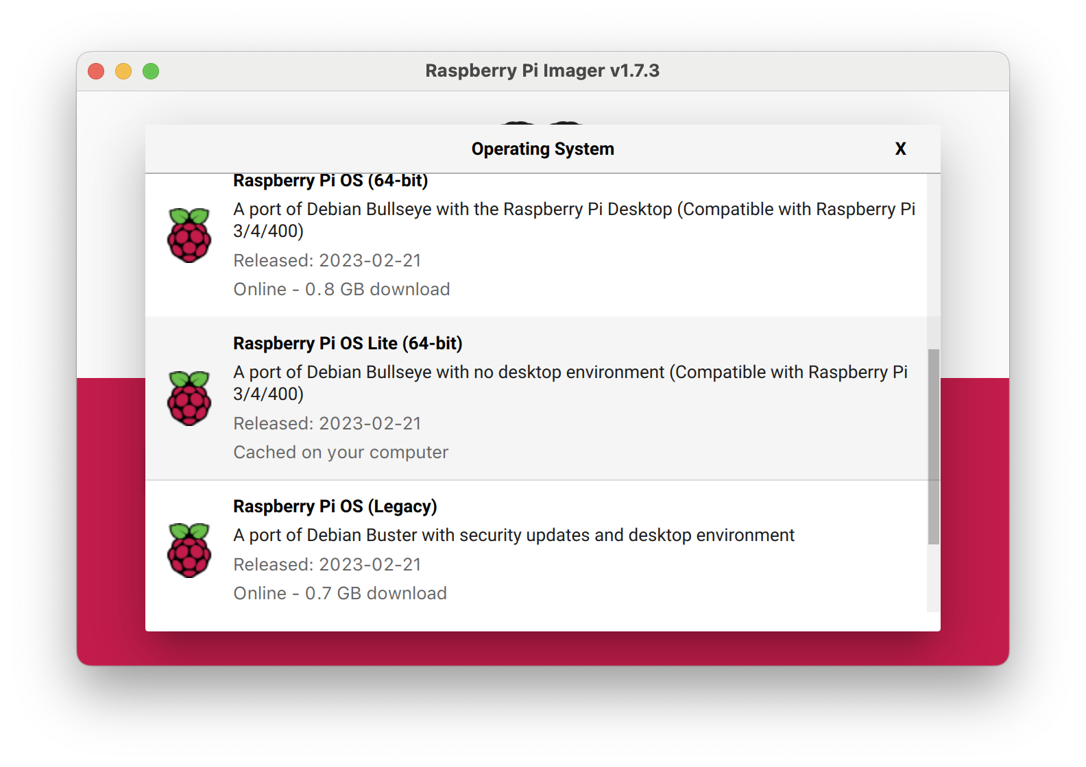 Selecciono Raspberry Pi OS (64bits)