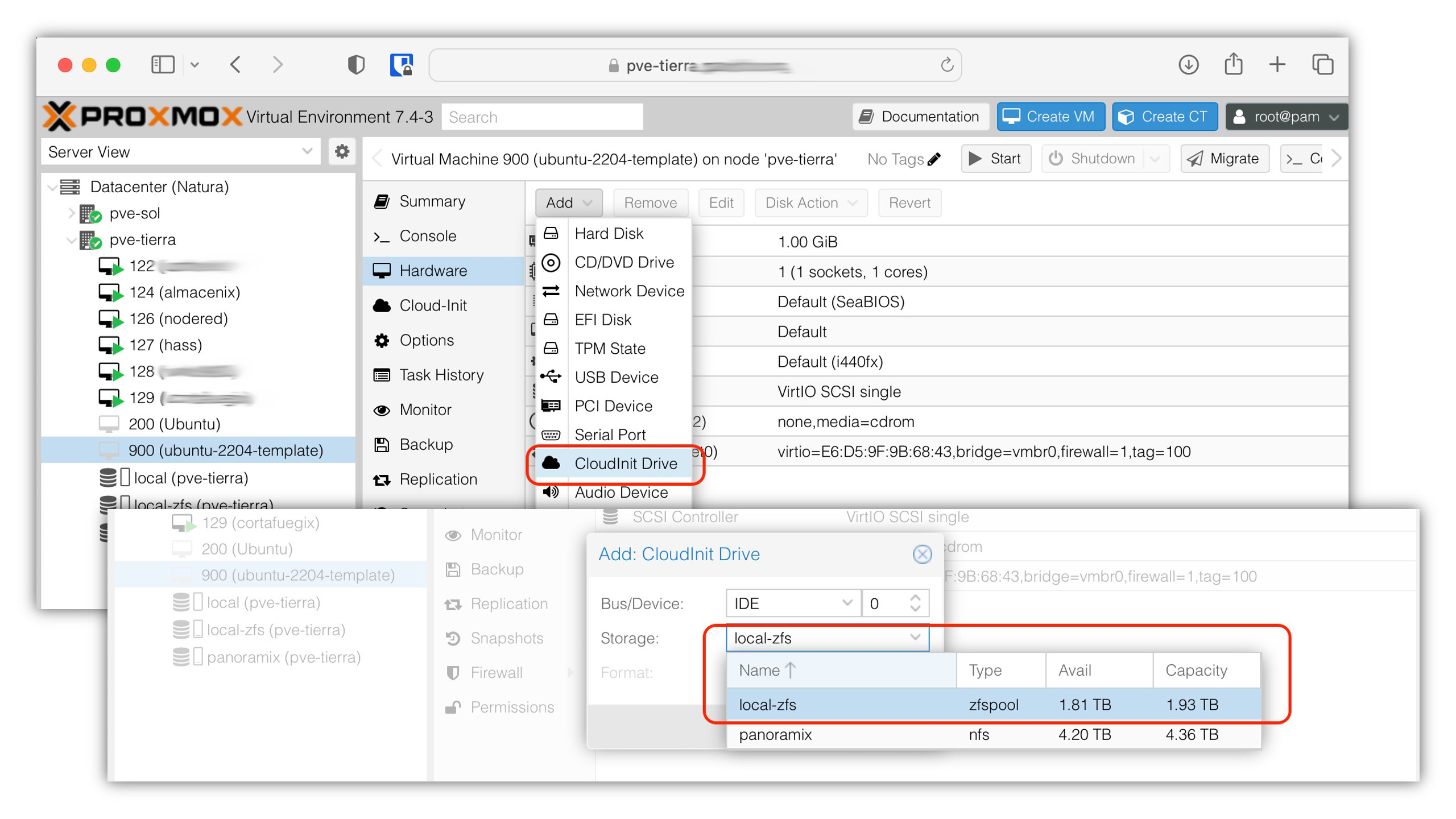 Asocio un dispositivo CDROM para Cloud-Init
