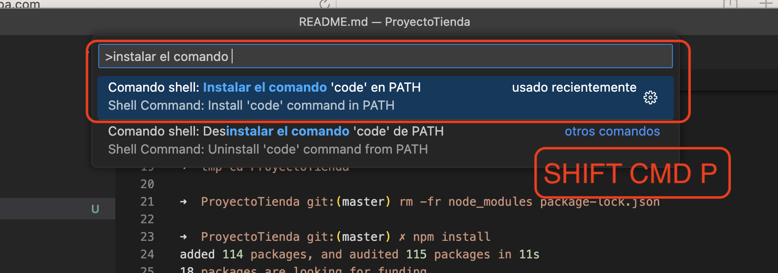 Instalar el comando `code` en el PATH