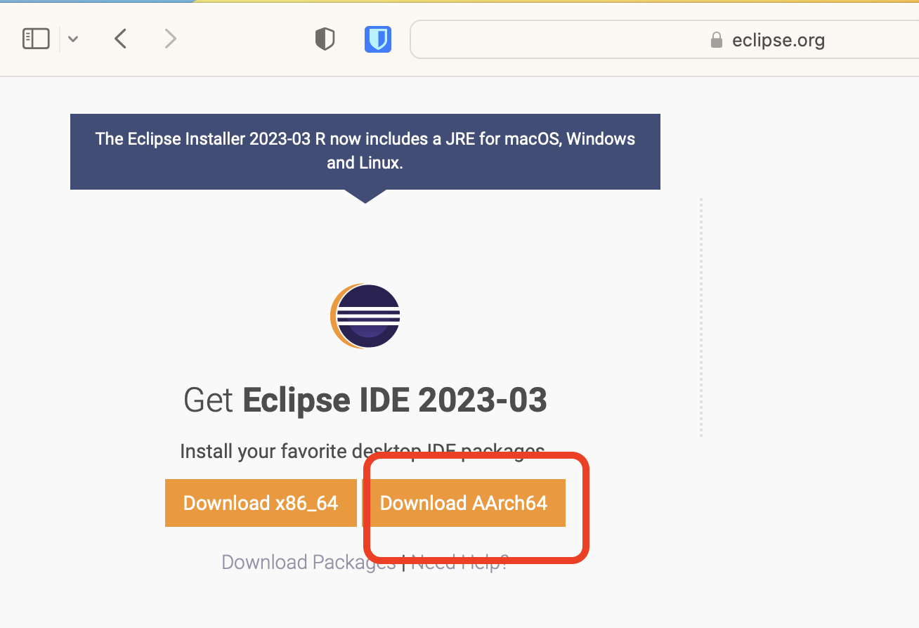 Descargo la versión ARM del Eclipse Installer para Mac
