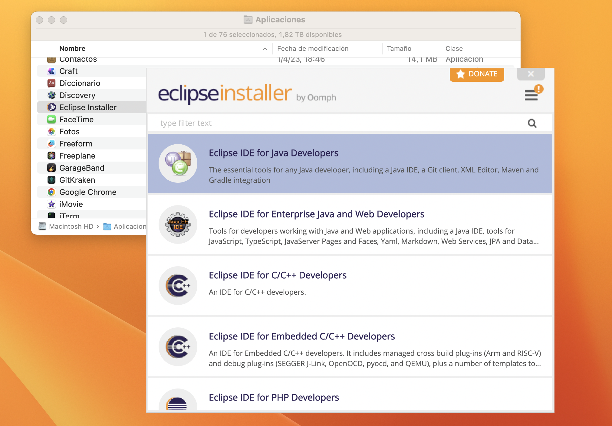 Instalo Eclipse IDE for Java Developers