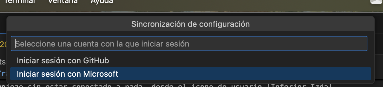 Activo la sincronización vía Microsoft