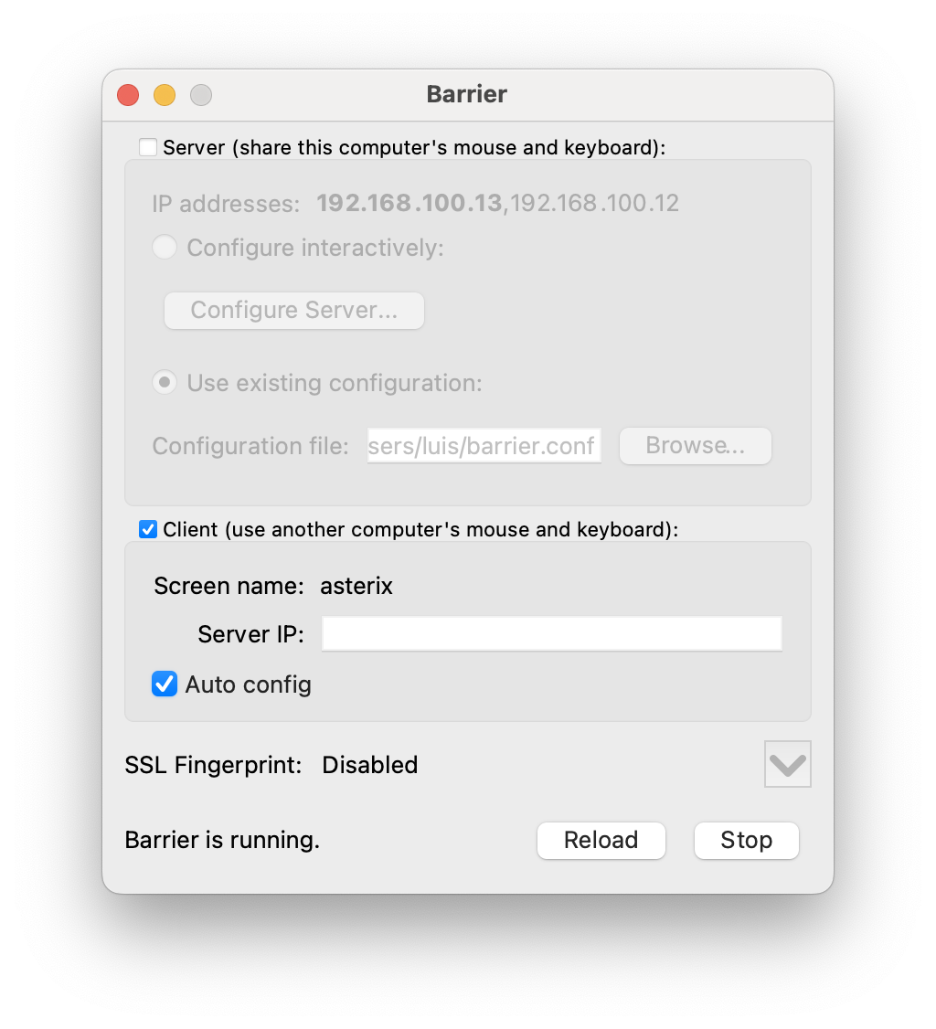 Configuración como cliente