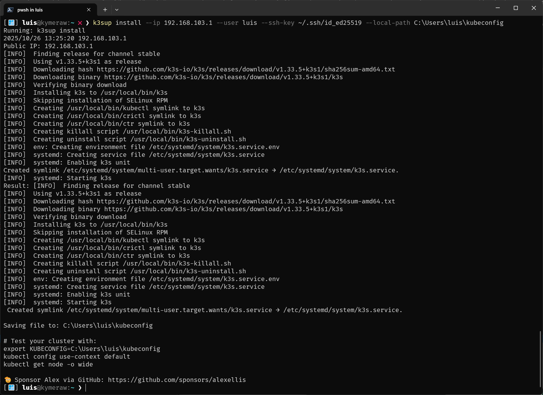 Instalación desde k3sup
