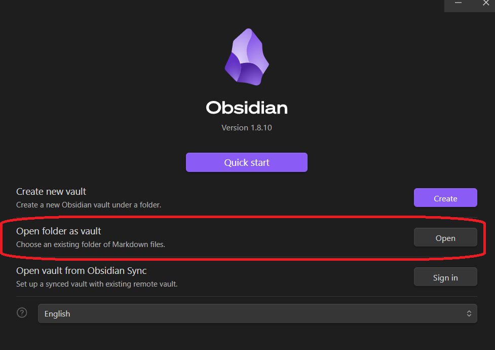 Obsidian: abrir directorio como vault